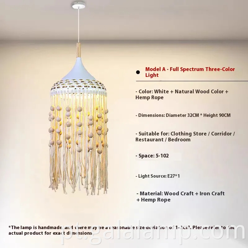 Luz pendente de macramas artesanais Boho para quarto aconchegante e decoração da sala de estar